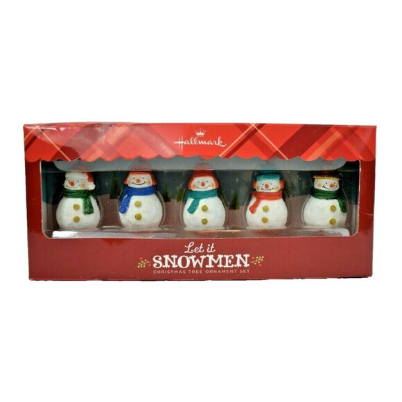 Hallmark Let it Snowmen 5 Piece Christmas Tree Ornament Set New Gary Head Artist - Picture 1 of 5